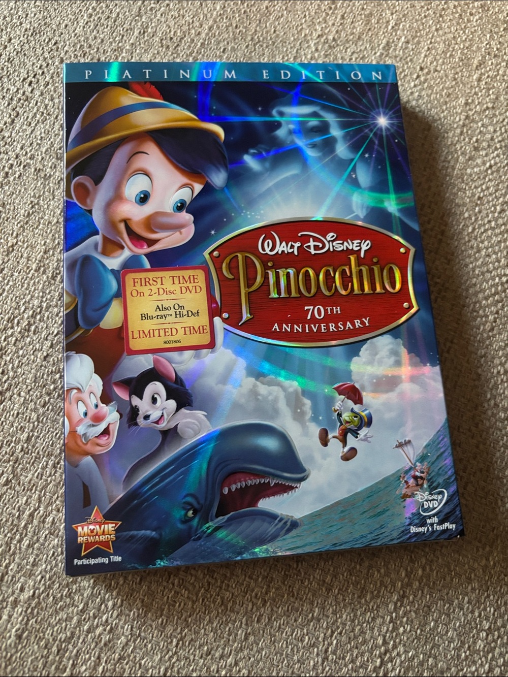 Disney Pinocchio 70th Anniversary Platinum Edition - Blue, Red, Gold